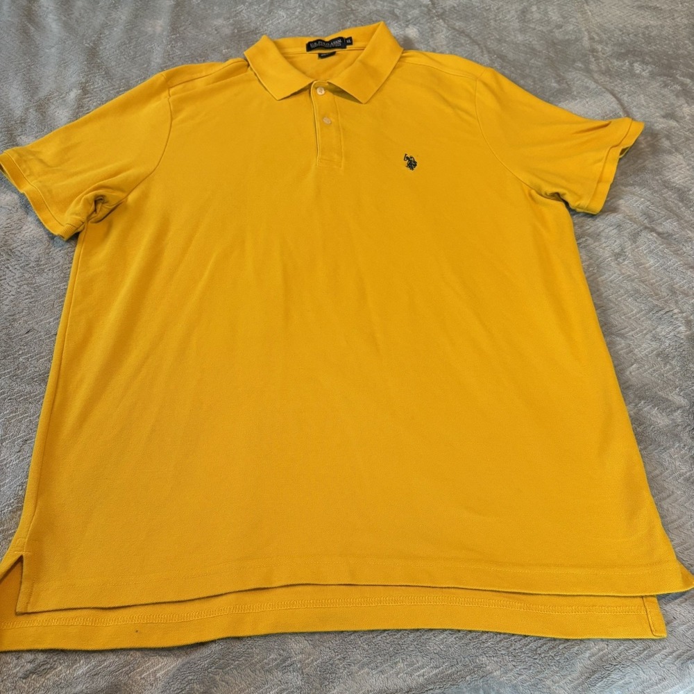 U.S. Polo Association Polo Shirt Mens XL Performance Pique Mustard Yellow